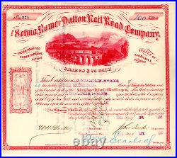 The Selma Rome Dalton Rail Road Company STOCK CERTIFICATE Alabama & Georgia 1880