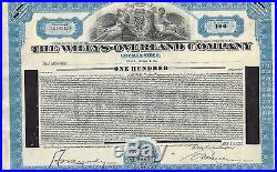 The Willys-overland Company. 1933 Common Stock Certificate