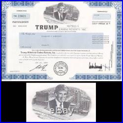 Trump Hotels & Casino Resorts Inc 1999 Stock Certificate