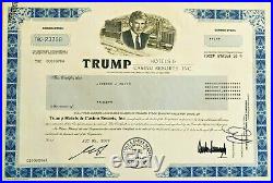 Trump Hotels & Casino Resorts President Donald Trump stock certificate