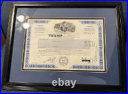 Trump Hotels & Casino Stock Certificate Framed With Donald Pic- Uncanceled, Rare