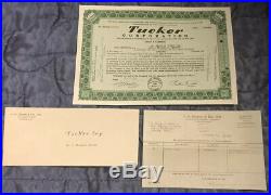 Tucker Corporation Stock Certificate