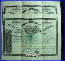 Two 1883 Queried Gold and Silver Mining Company Stock Certificates