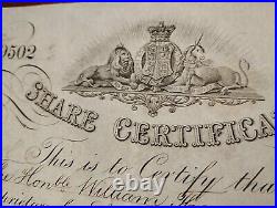 UK 1865 Share Certificate Oriental Bank Royal Charter 25 Sterling Bond Loan