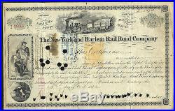 US 1872 New York Harlem Rail Road Stock Certificate RNT4 Revenue Stamped Paper