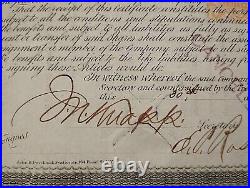 USA 1869 American Merchants Union Express $ 100 Dollars Bond Loan Stock Share