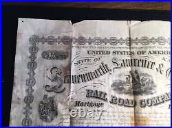 USA Leavenworth Galveston Rail Road Bond 1899 1000.00 In 1 Piece Several Tears