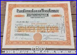 Union Copper Land And Mining Company Michigan Stock Certificate 1939 Orange