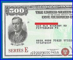 Us Saving Bond Wilson $500.00 June 1978 Series E Uncancelled Ri Red Seal