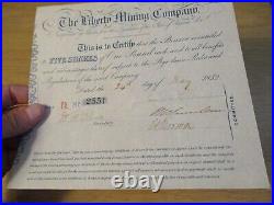 VTG 1852 STOCK CertificateTHE LIBERTY MINING COBedford County/VIRGINIAGold