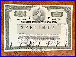 Viacom International Specimen stock certificate 1982 MTV Showtime Paramount CBS