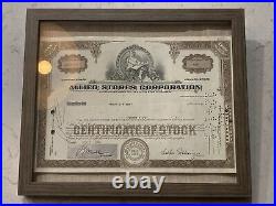 Vintage 1968 Allied Stores Corporation 25 Share Stock Certificate C0307511 Frame