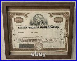 Vintage 1968 Allied Stores Corporation 25 Share Stock Certificate C0307511 Frame