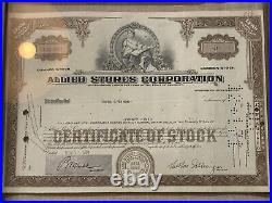 Vintage 1968 Allied Stores Corporation 25 Share Stock Certificate C0307511 Frame