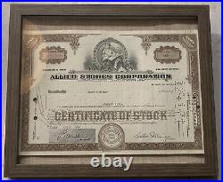 Vintage 1968 Allied Stores Corporation 25 Share Stock Certificate C0307511 Frame