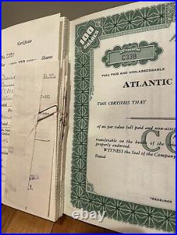 Vintage Atlantic Ice Manufacturing Co 100 Share Stock Certificate Book 112 Pages