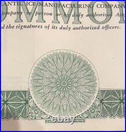 Vintage Atlantic Ice Manufacturing Co 100 Share Stock Certificate Book 112 Pages