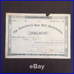 Vintage Baseball Stock Certificate Jamestown Base Ball 1891 Pennsylvanian League