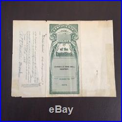 Vintage Baseball Stock Certificate Louisville Colonels 1919 Joe McCarthy Yankees