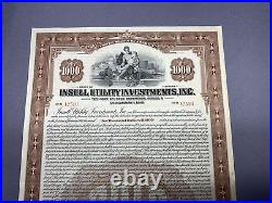 Vintage Insull Utility Investments, Inc. 10 Year 6% Gold Bond $1000