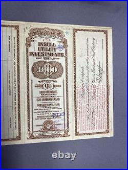 Vintage Insull Utility Investments, Inc. 10 Year 6% Gold Bond $1000