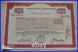 Vintage Kaiser Steel Corporation Lot of 4 stock certificates