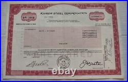 Vintage Kaiser Steel Corporation Lot of 4 stock certificates