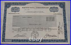 Vintage Kaiser Steel Corporation Lot of 4 stock certificates