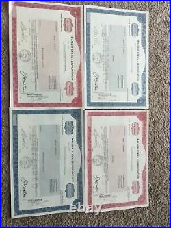 Vintage Kaiser Steel Corporation Lot of 4 stock certificates