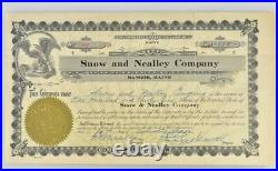 Vintage Snow & Nealley Co. Bangor Maine 1952 $100 Stock Certificate-135 Shares