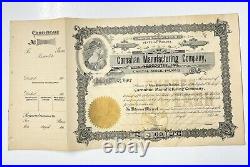 Vintage Stock Certificate Loogootee Indiana Carnahan Manufacturing Co