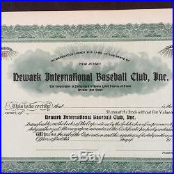 Vintage Stock Certificate Newark Bears New Jersey Baseball Minor League Yankees