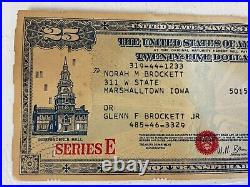 Vintage The United States Of America Twenty Five Dollars Savings Bond Series E