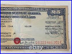 Vintage The United States Of America Twenty Five Dollars Savings Bond Series E