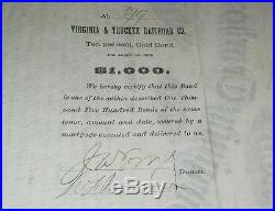 Virginia Truckee Railroad Company $1000 Bond