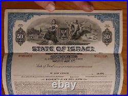 Vtg 1953 State Of Israel Bond Certificate