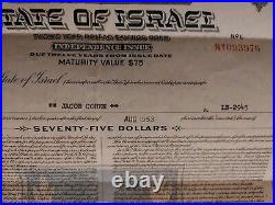 Vtg 1953 State Of Israel Bond Certificate