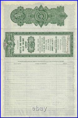 WASHINGTON 1916 Seattle & Rainier Valley Railway Co Bond Stock Certificate RARE