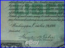 WWI US $100 One Hundred Dollars Fourth Liberty Loan 4 1/4% Gold Bond 1933 1938