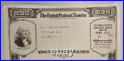 WWII $25 SAVINGS BOND SERIES'E' VF WithTREASURY FORM