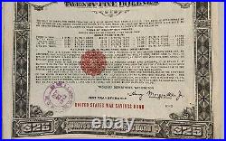 WWII $25 SAVINGS BOND SERIES'E' VF WithTREASURY FORM