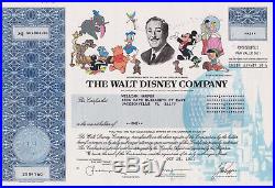 Walt Disney Company Stock Certificate 2011
