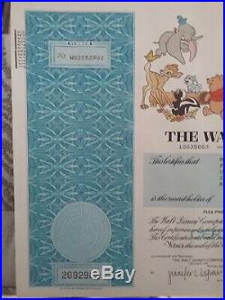 Walt Disney Company, vintage stock certificate, uncancelled