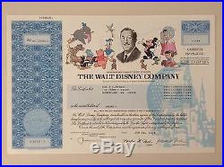 Walt Disney Stock Certificate Rare Colorful Ticker (DIS) NYSE Disney World