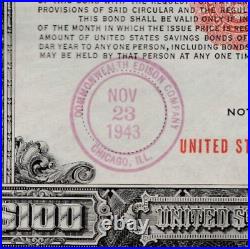 War Savings Bond 1943 Series E $100 SCHWAN # 228b CLEVELAND # C51818488E