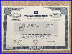 Washington Mutual Bank Original Stock Certificate Bankrupt WAMU