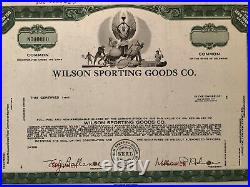 Wilson Sporting Goods Co. Specimen Stock Certificate 1967 Scarce Multi Sports