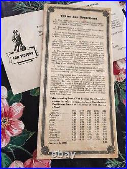 World War One War Savings Certificate. Includes Rare $5.00 Certficate
