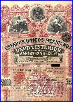 XXX-RARE PINK LADY 1000 PESO w PASS-CO! 1 OF HOTTEST MEXICO SPECULATIVE BONDS