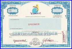 Yahoo Specimen Stock Certificate Rare Internet Computer Tech Industry California